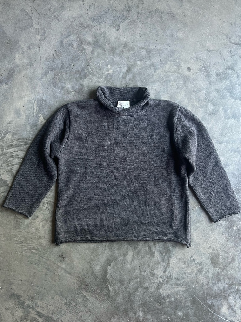 NWT Fostered Collection raw edge charcoal gray mock neck cotton sweater sz 4Y